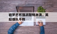 关于欧罗巴杯强战酣畅淋漓，英超强队不败的信息