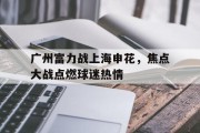 广州富力战上海申花，焦点大战点燃球迷热情的简单介绍